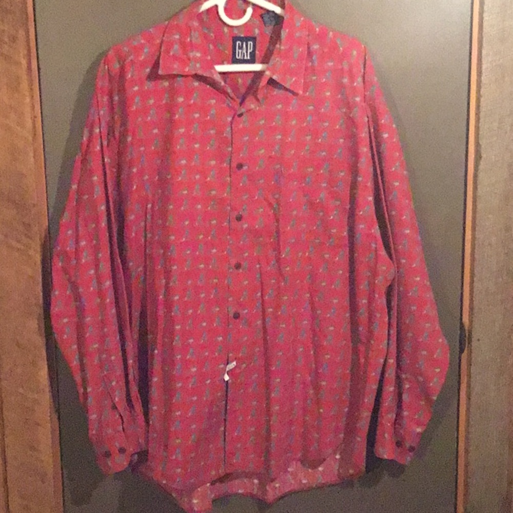 GAP VTG XL Fishing Print Button Down Shirt
